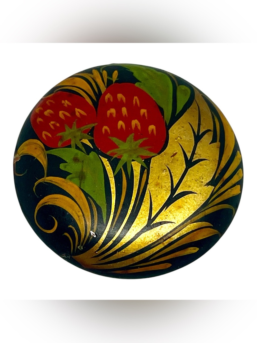 Hand-Painted Floral Decorative Wall Art - Gold & Red